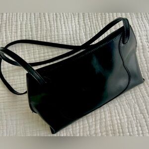 Furla Black Leather Under Arm Bag Magnetic Closure Accent